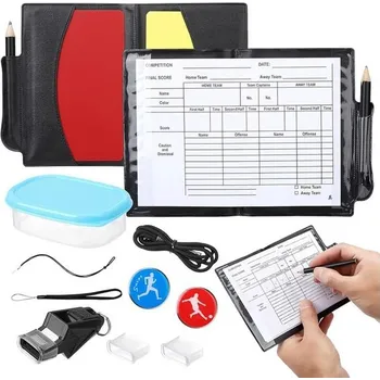 Sada rozhodčích Newofview, sada karet fotbalového rozhodčího s červeno-žlutými kartami, píšťalkou