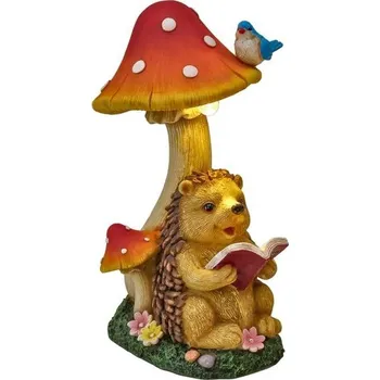 Zahradní dekorace TERESA'S COLLECTIONS Venkovní zahradní dekorace Figurka ježka s houbami Figurka víly Solární