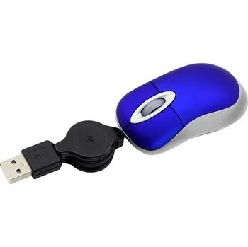 Myš Mini kabelová USB myš, malá lehká cestovní myš s výsuvným kabelem, funkce Plug & Play 1600 DPI pro
