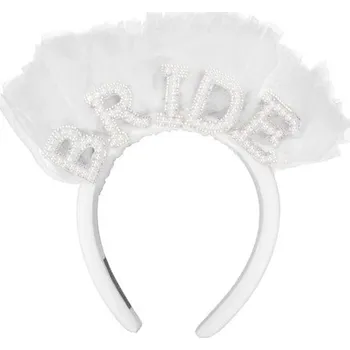 Svatební dekorace Svatební čelenka, bílý závoj s perlou, svatební čelenka, svatební korunka, čelenka pro nevěstu,