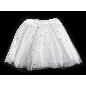 Karnevalový kostým Stoklasa Karnevalová sukýnka s flitry 30 cm Bílá