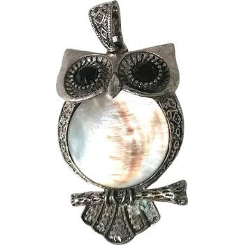 Přívěsek Sovička s perletí z mušle, 4,4 x 3,5 cm