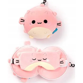 Polštář Polštářek ryba čtverzubec, cestovní polštář + potápěčské brýle na spaní plyšová hračka