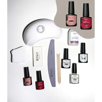 ENII NAILS MINI Gel Lak sada s lampou 24W - NUDE a RED
