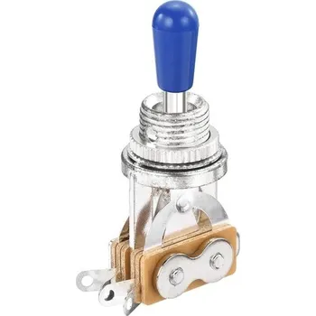 Elektrická kytara QUARKZMAN 3-polohový krátký rovný přepínač pro kytaru, stříbrný, s tmavě modrými krytkami tlačítek,