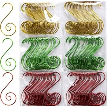 Vánoční dekorace Photway 120 ks vánočních háčků ve tvaru S na vánoční ozdobu stromečku červené