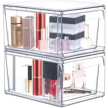 Úložný box Organizér do zásuvek, balení 2 kusů, stohovatelný průhledný akrylový organizér na make-up -