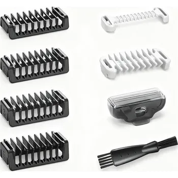 Ochranné hřebenové nástavce - Sada s fixačními hřebeny 1/2/3/5 mm, ochranou intimních partií 0 mm a