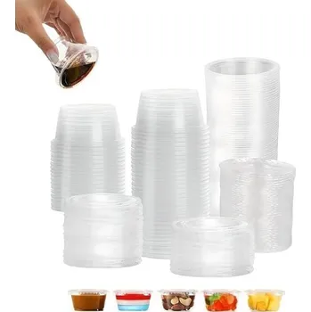 Jídlonosič ZENIC - Plastové nádoby s víčky, malé, 100 kusů, 50 ml, kulaté, vyrobené z plastu, na potraviny a