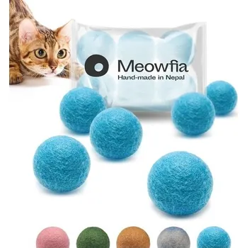 Hračka pro psa MEOWFIA Vlněné míčky - Balení 6 kusů Bezpečné míčky pro kočky a malé psy - 3,8 cm plstěná vlněná