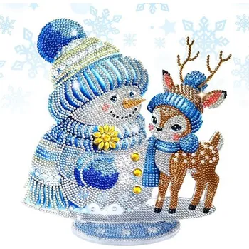 Velikonoční dekorace LYLIDIA diamantový obraz Vánoce nový dospělý sněhulák sob oboustranný diy 5D vánoční diamantový