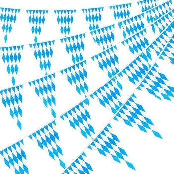 Party dekorace XINDY 20m Oktoberfest dekorace bavorská dekorace Oktoberfest girlanda modrobílá vlajka řetěz