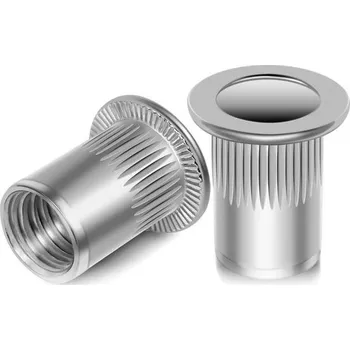 Matice QZKJQDD 40 kusů nýtových matic M6, lisovací matice M6 s plochou hlavou a závitem, kulaté ploché