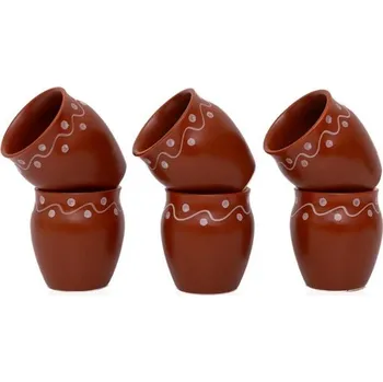 Ručně vyráběné tradiční kulhar kulhad čaj kávový hrnek cantaritos sada 6 kusů glazované kameniny s