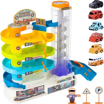 Iso Trade 26606 čtyřpatrová garáž s výtahem a autíčky