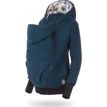 Těhotenská mikina Těhotenská a nosící fleecová mikina LUNA 3v1, Petrol