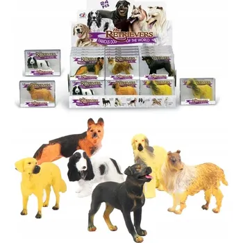 FIGURKA PSA ZVÍŘATA RŮZNÁ PLEMENA PSI S RODOKMENEM SADA FIGUREK 6 VZORŮ
