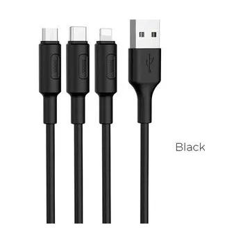 Kabel 3v1 USB‑A na Lightning / Micro USB / USB‑C Hoco X25, 2 A, 1 m, černý - Hoco + zdarma možnost vyzkoušet a vrátit zboží do 30 dní