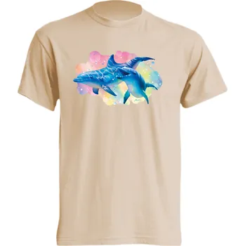 Pánská móda panske_tricko_potisk_carovni_delfini Barva: Lime stone - krémová, velikost: M