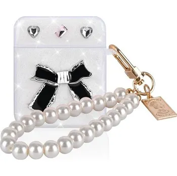 Pouzdro na tablet Ochranné pouzdro DiyGody kompatibilní s Airpods 1 a 2. generace s perlovým přívěskem na klíče,