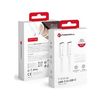 Kabel USB-C – USB-C Forcell F-Energy QC4.0 PD 3A 60W 2 m bílý - Forcell + zdarma možnost vyzkoušet a vrátit zboží do 30 dní
