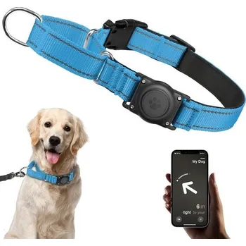 Obojek pro psa Reflexní obojek pro psy JIARUI, Martingale obojek, Airtag obojek s držákem Airtag, pohodlný