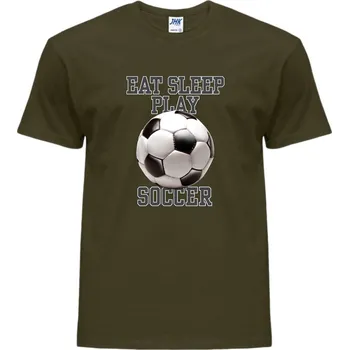 Pánské tričko panske_bavlnene_tricko_potisk_hraj_fotbal Barva: Khaki, velikost: M