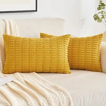 přikrývka EMEMA manšestrové povlaky na polštáře na pohovku, dekorativní povlaky na polštáře do ložnice,