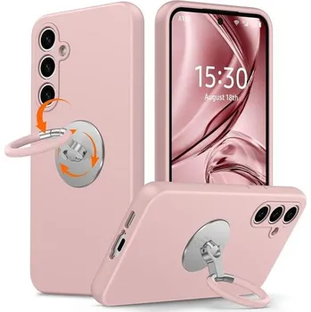 Pouzdro na mobilní telefon Pouzdro XYZ pro Samsung Galaxy S24, s dvojitým držákem na prsten se srdíčkem, se šňůrkou na krk pro