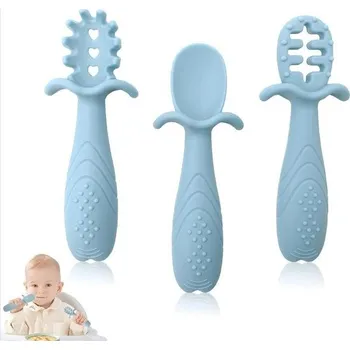 Kojenecká váha SoeUyd 3dílná sada lžiček pro kojence, dětské lžičky, roztomilý a atraktivní design, padne do