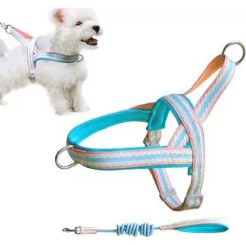 Postroj pro psa PawSailor postroj pro psy s vodítkem, měkké polstrování s rukojetí, pruhovaný, odolný proti úniku,