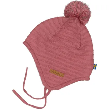Čepice Dětská pletená čepice na provázek s windproof membránou Geggamoja - růžová Velikost: 40-42cm (1-4 měsíce)