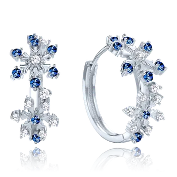 Náušnice Moonlit Stříbrné náušnice sněhové vločky s modrými zirkony