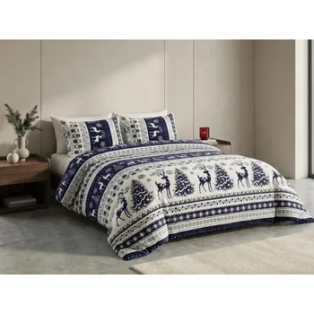 Bytový textil Mikroplyšové povlečení WINTER DEER VELVET modré