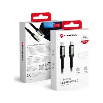 Kabel USB‑C – USB‑C Forcell F‑Energy QC4.0 / PD, 5 A, 240 W, Cafule, 3 m, černý - Forcell + zdarma možnost vyzkoušet a vrátit zboží do 30 dní