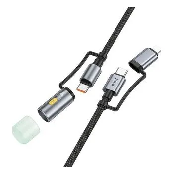 Kabel All-in-one USB‑C / Lightning na USB‑C s LED diodou Hoco PD 3A 60 W 1,2 m černý - Hoco + zdarma možnost vyzkoušet a vrátit zboží do 30 dní