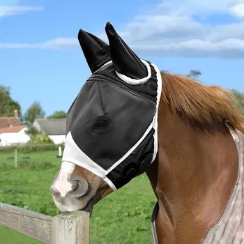 Jezdecké sedlo APOMOONS Maska proti mouchám s UV ochranou, super pohodlná pružná maska proti mouchám s ochranou