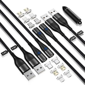 Datový kabel Magnetický kabel YKZ 3 v 1, magnetický USB kabel pro Type-C/Micro USB a i-Product, rychlonabíječka