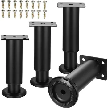 Nábytkové kování 4 x Nábytkové nohy 12-18 cm Výškově nastavitelné nohy pro nábytek, Černé, Nohy skříněk pro skříně,