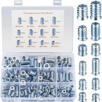 Matice 130 kusů závitových matic M6 M8 M10, závitových pouzder, matic se závitovými vložkami, kovového