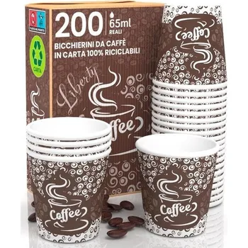 Stolování Eurocali 200 papírových kelímků na kávu, 65 ml, Coffee Liberty, recyklovatelné, jednorázové