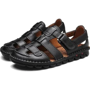 Dívčí zimní obuv Pánské letní ležérní kožené sandály s uzavřenou špičkou, venkovní rybářské nastavitelné plážové boty