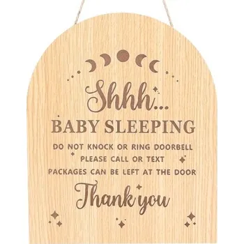 Dekorace do dětského pokoje Dětská cedule na spaní, 24,89 x 30,48 cm dřevěná cedule na spaní miminka a konopné lano dřevěná