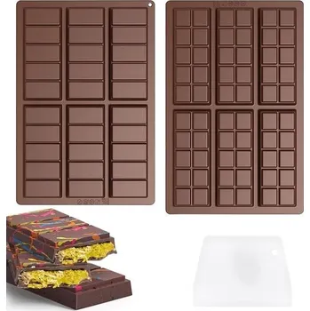 Betonová forma AMSGANK Forma na čokoládové tyčinky, 2 kusy Dubajská silikonová forma na čokoládu, nepřilnavá, bez