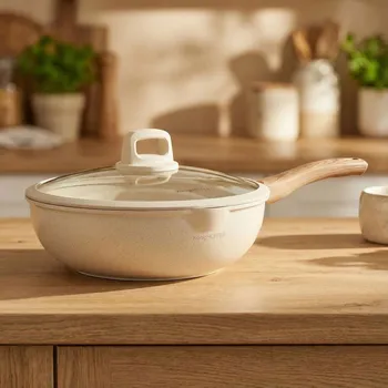 Pánev Wok indukční s poklicí Konighoffer Creamy Marble 30 cm