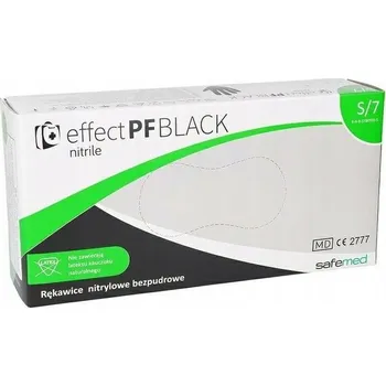 Vyšetřovací rukavice Nitrilové rukavice bez pudru SafeMed Effect Black vel. S 100 ks černé