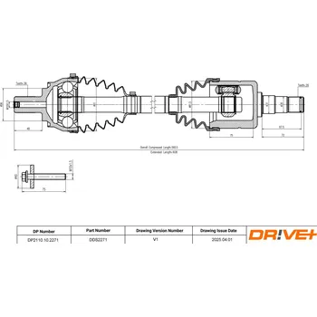 Hřídel nápravy Hnací hřídel Dr!ve+ DP2110.10.2271