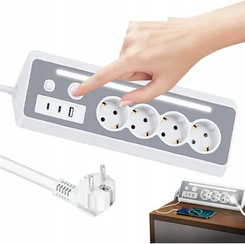 Napájecí kabel Prodlužovací Kabel lištový Bedee 1,5 m 4 ks zásuvek šedý