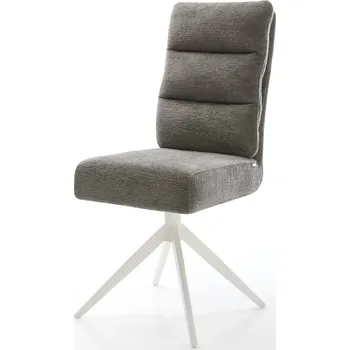 Jídelní židle DELIFE Jídelní židle Pela-Flex bouclé měkký tmavě béžová křížová podnož široká bílá 360° otočná houpací funkce taštičkové pružiny