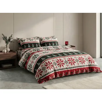 Povlečení Textilomanie FROSTED CHRISTMAS zelené 2 ks 70 x 90 cm | 200 x 220 cm zip